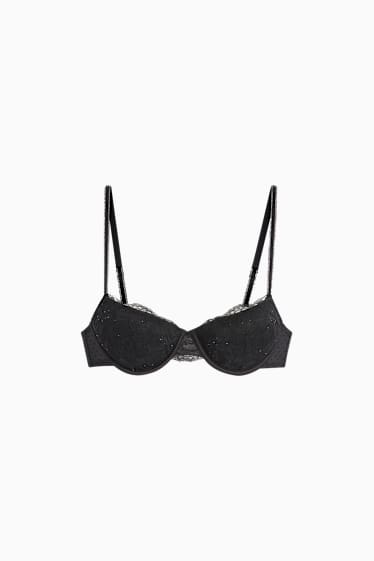 Femei - Sutien cu armătură - DEMI - vătuit - negru