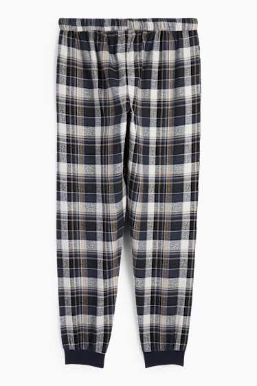 Bărbați - Pantaloni de pijama din flanel - în carouri - albastru închis