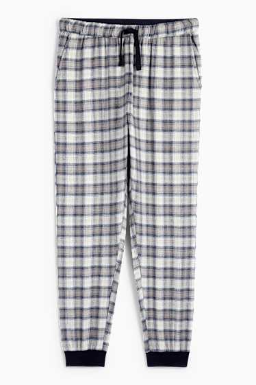 Bărbați - Pantaloni de pijama din flanel - în carouri - albastru închis