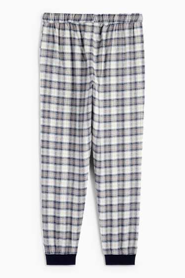 Bărbați - Pantaloni de pijama din flanel - în carouri - albastru închis
