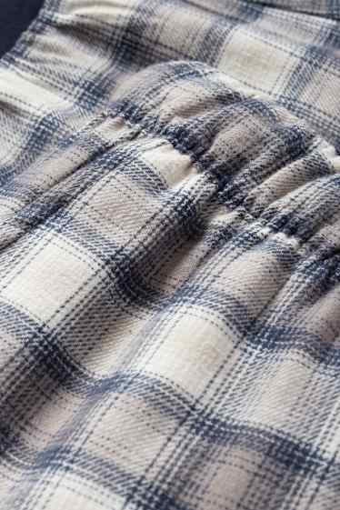 Bărbați - Pantaloni de pijama din flanel - în carouri - albastru închis