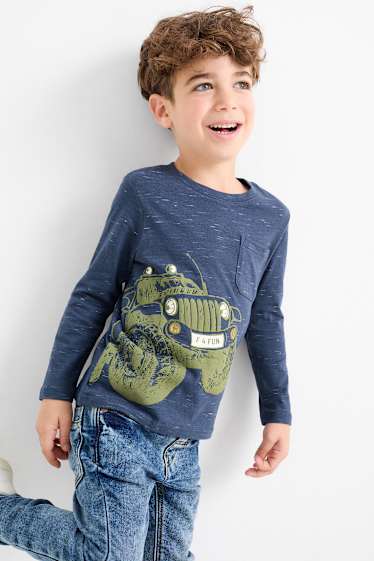 Kinder Jungen - Multipack 3er - Geländewagen - Langarmshirt - grün