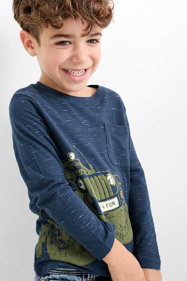 Kinder Jungen - Multipack 3er - Geländewagen - Langarmshirt - grün