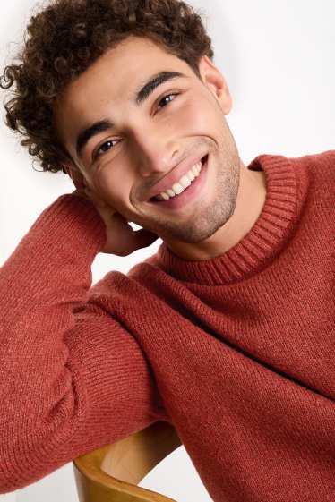 Hommes - Pull - rouge foncé