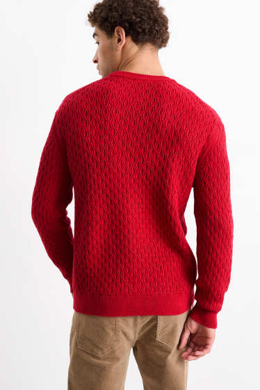 Herren - Pullover - strukturiert - rot