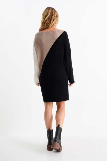 Dona - Vestit de punt de mitja - acanalat - beix