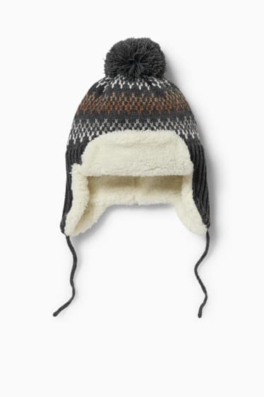Bébés garçons - Bonnet à pompons pour bébé - à motif - gris