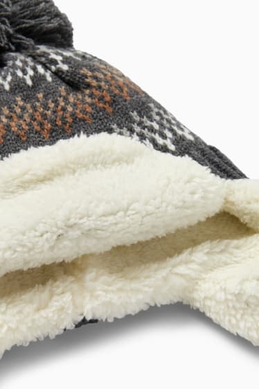 Bébés garçons - Bonnet à pompons pour bébé - à motif - gris