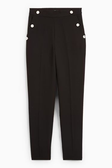 Dona - Pantalons de tela - high waist - tapered fit - negre