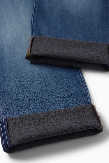 Pánské - Straight jeans - termo džíny - džíny - tmavomodré