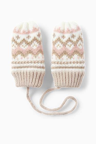 Neonate - Muffole in maglia per neonati - fantasia - beige
