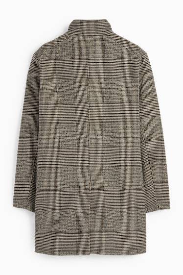 Mężczyźni - Płaszcz - styl 2 w 1 - w kratę - brązowy