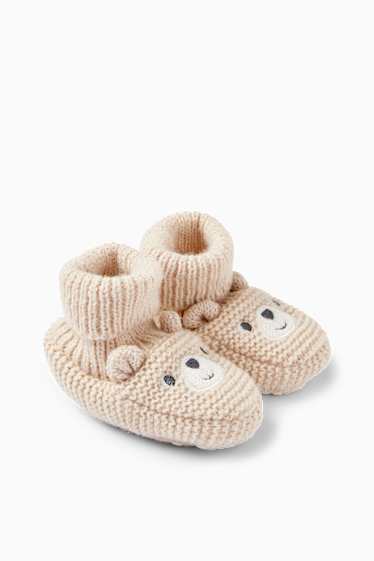 Unisexe - Ourson - chaussons pour bébé - beige