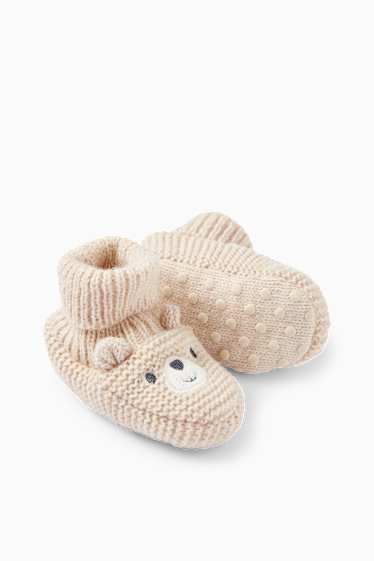 Unisexe - Ourson - chaussons pour bébé - beige