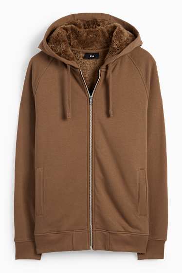 Herren - Sweatjacke mit Kapuze - dunkelbraun