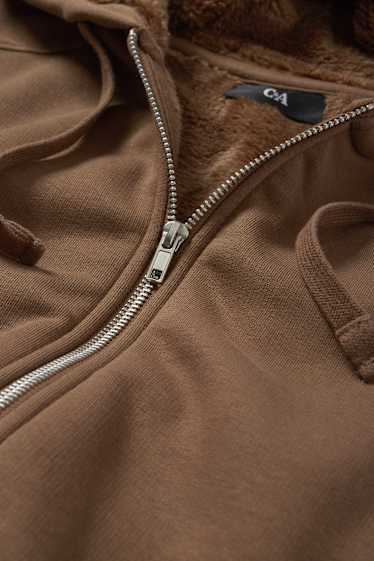 Herren - Sweatjacke mit Kapuze - dunkelbraun