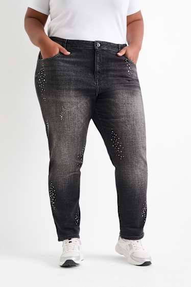 Femmes - Boyfriend jean - mid waist - gris foncé