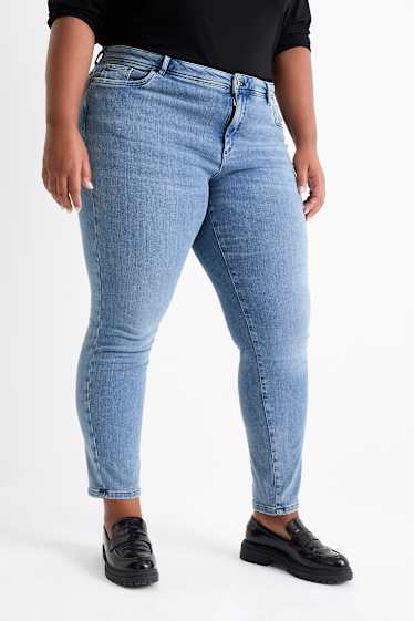 Damen - Skinny Jeans - Mid Waist - One Size Fits More - jeansblau