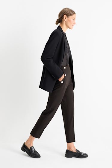 Dona - Pantalons de tela - high waist - tapered fit - negre
