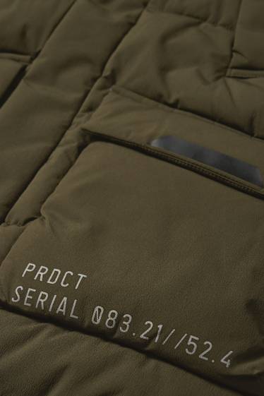 Bambini - Giacca trapuntata con cappuccio - idrorepellente - verde scuro