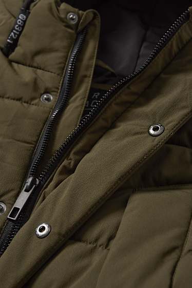 Bambini - Giacca trapuntata con cappuccio - idrorepellente - verde scuro