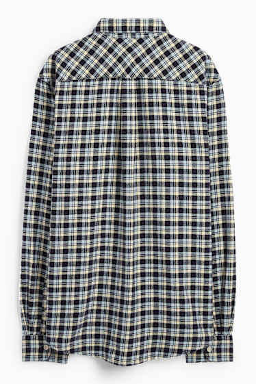 Bărbați - Cămașă din flanel - regular fit - guler cu nasturi - în carouri - albastru închis