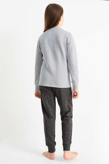 Niños: niñas - Halloween - gato - pijama - 2 prendas - gris