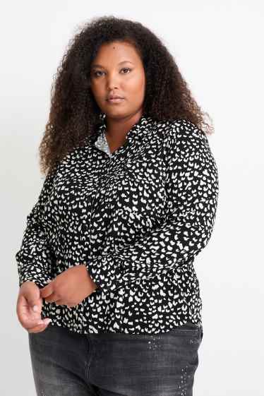 Women - Blouse - patterned - white / black