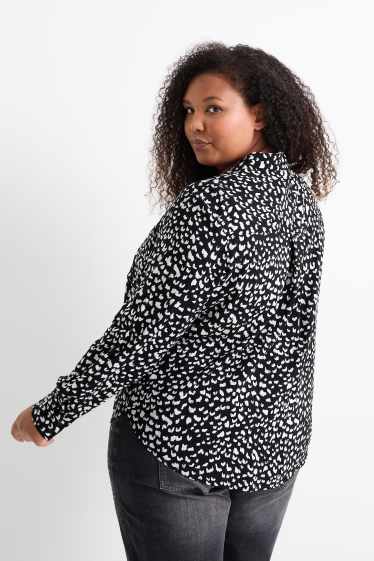 Women - Blouse - patterned - white / black