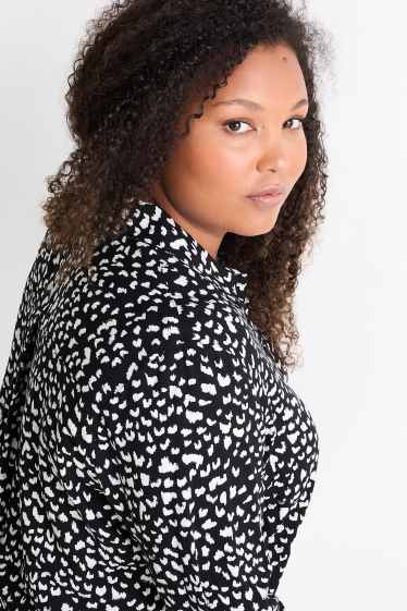 Women - Blouse - patterned - white / black