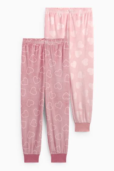 Kinder Mädchen - Multipack 2er - Herz - Pyjamahose - dunkelrosa