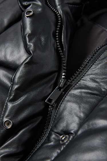 Women - Quilted jacket - faux leather - black