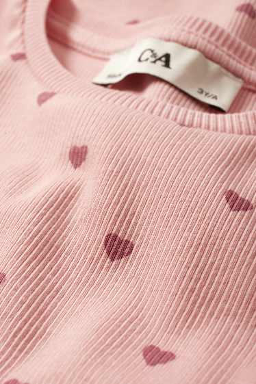 Kinder Mädchen - Herz - Pyjama - gerippt - 2 teilig - rosa