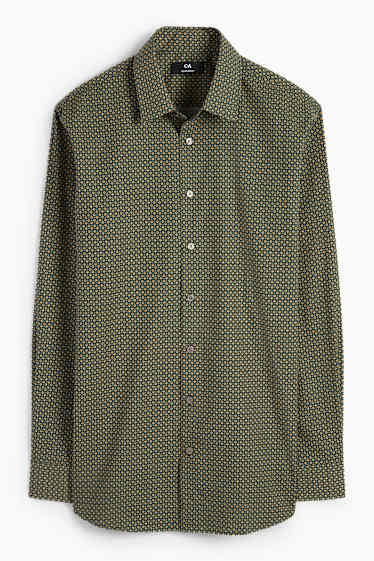 Men - Fine knit jumper and shirt - regular fit - kent collar - brown