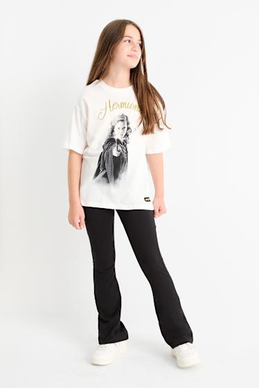 Dzieci dziewczynki - Harry Potter - zestaw - koszulka z krótkim rękawem i legginsy z rozszerzanymi nogawkami - 2 części - czarny / biały