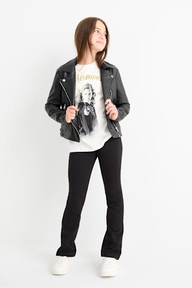 Dzieci dziewczynki - Harry Potter - zestaw - koszulka z krótkim rękawem i legginsy z rozszerzanymi nogawkami - 2 części - czarny / biały