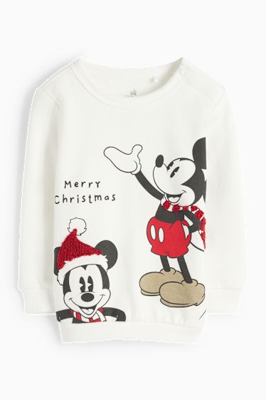 Baby Jungen - Micky Maus - Baby-Weihnachts-Sweatshirt - cremeweiss