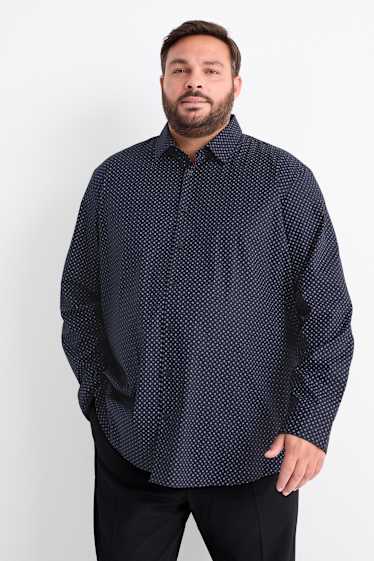 Bărbați - Cămașă - regular fit - guler Kent - ușor de călcat - print minimalist - albastru închis