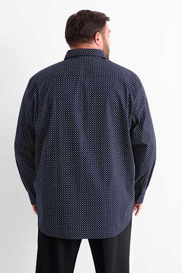 Bărbați - Cămașă - regular fit - guler Kent - ușor de călcat - print minimalist - albastru închis