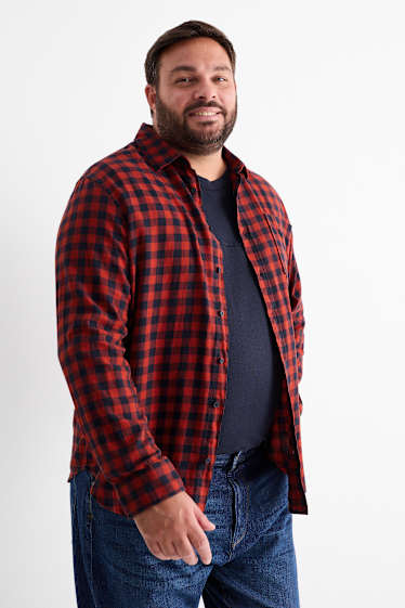 Hommes - Chemise - regular fit - col kent - à carreaux - rouge
