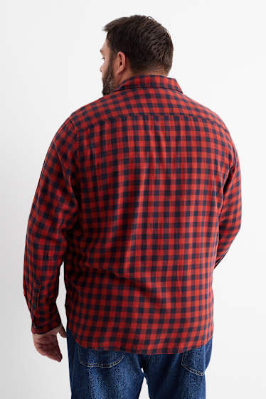 Hommes - Chemise - regular fit - col kent - à carreaux - rouge
