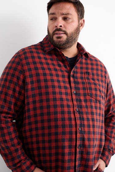 Hommes - Chemise - regular fit - col kent - à carreaux - rouge