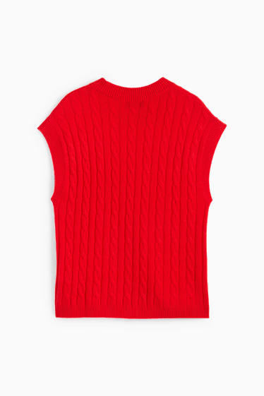 Damen - Pullunder mit Kaschmir-Anteil - Woll-Mix - Zopfmuster - rot