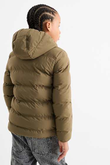 Bambini - Giacca trapuntata con cappuccio - idrorepellente - verde scuro