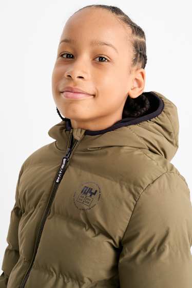 Bambini - Giacca trapuntata con cappuccio - idrorepellente - verde scuro