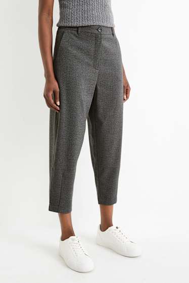Kobiety - Spodnie materiałowe - wysoki stan - tapered fit - ciemnoszary