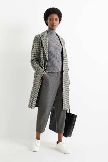 Kobiety - Spodnie materiałowe - wysoki stan - tapered fit - ciemnoszary