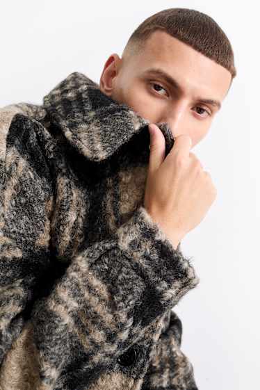 Heren - Jas - geruit - zwart / beige