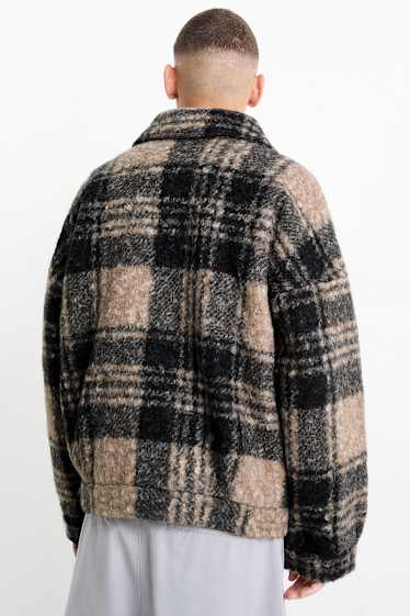 Heren - Jas - geruit - zwart / beige