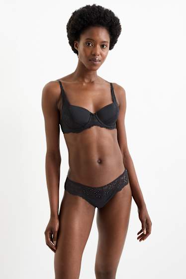 Femmes - Soutien-gorge avec armatures - DEMI - ampliforme - noir